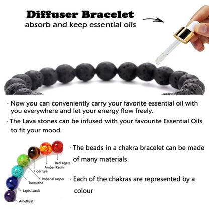 Bracelet 7 chakras en pierre de lave