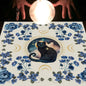 Nappe en flanelle motif tarot, coussin, lune et soleil, arbre porte-bonheur