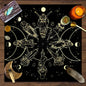 Nappe décorative Tarot, jeu de société, mandala, phases de la lune, motif floral et papillon.