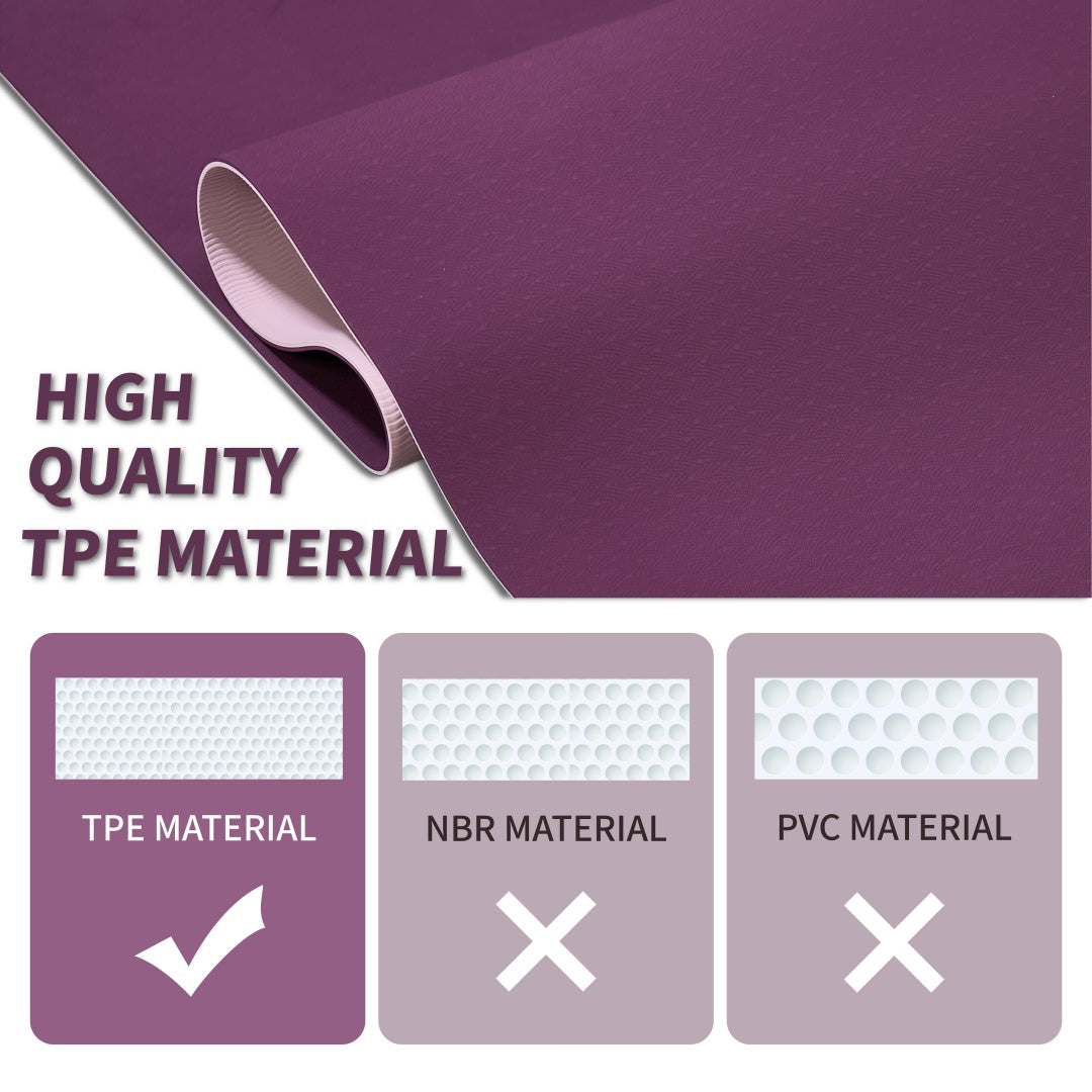Tapis de yoga, tapis de yoga et d'exercice antidérapant, tapis de fitness professionnel en TPE, tapis d'entraînement multi-usages 72 x 24 pour femmes, Pilates et exercices au sol