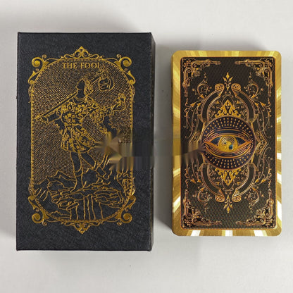 Jeu complet de cartes de tarot en plastique imperméable avec feuille d'or et impression couleur.