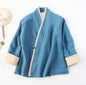 Zen Meditation Outfit for Women, Tang Style, Cotton and Linen, with Lapel Button and Modified Hanfu Style