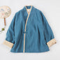 Zen Meditation Outfit for Women, Tang Style, Cotton and Linen, with Lapel Button and Modified Hanfu Style