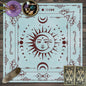 Nappe décorative Tarot, jeu de société, mandala, phases de la lune, motif floral et papillon.