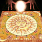 Nappe Tarot, coussin Lune, Soleil, Arbre porte-bonheur, velours