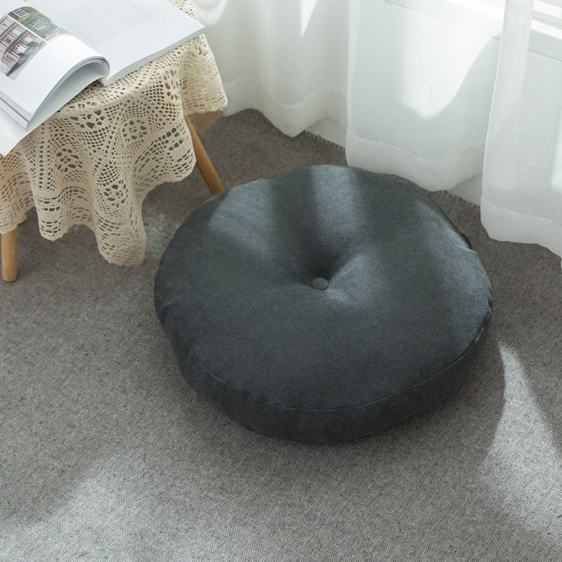 Futon épais pour salon, chambre et méditation, style nordique, avec baie vitrée.