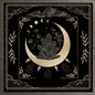Nappe décorative Tarot, jeu de société, mandala, phases de la lune, motif floral et papillon.