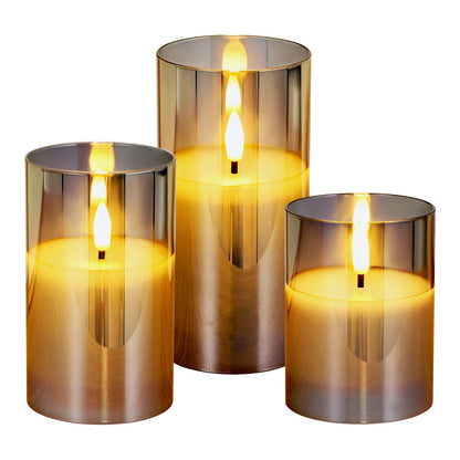 Bougies LED sans flamme, lot de 3, fonctionnant sur piles avec télécommande, effet flamme réaliste pour une ambiance sécurisée