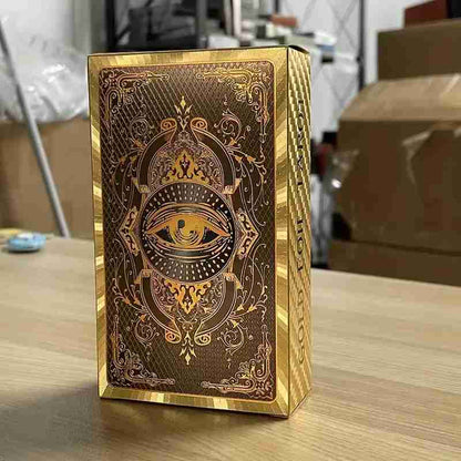 Jeu de tarot bilingue (espagnol et anglais) à feuilles dorées avec guide - 78 cartes spirituelles en PVC imperméable et infroissable