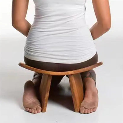 Ergonomic solid wood meditation bench