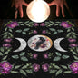 Nappe en flanelle motif tarot, coussin, lune et soleil, arbre porte-bonheur