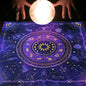 Nappe en flanelle motif tarot, coussin, lune et soleil, arbre porte-bonheur