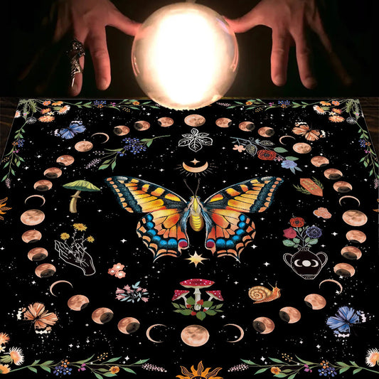 Tarot cloth, Moon, Sun, Lucky Tree cushion, velvet