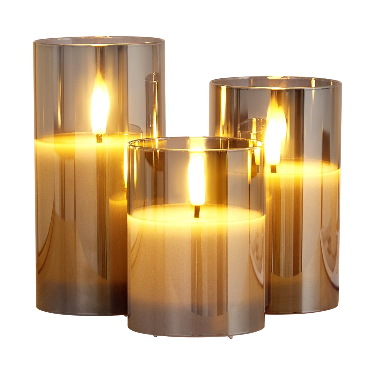 Bougies LED sans flamme, lot de 3, fonctionnant sur piles avec télécommande, effet flamme réaliste pour une ambiance sécurisée