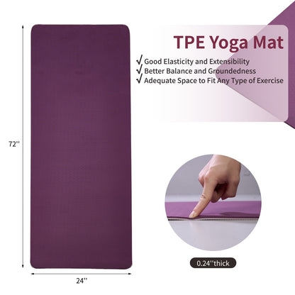Tapis de yoga, tapis de yoga et d'exercice antidérapant, tapis de fitness professionnel en TPE, tapis d'entraînement multi-usages 72 x 24 pour femmes, Pilates et exercices au sol